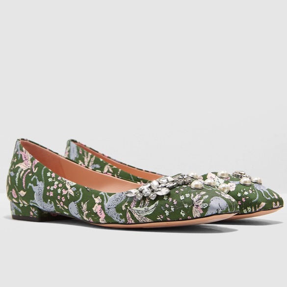 New J Crew Green Flats Sally Ballet Flats Poppy Jungle 7.5